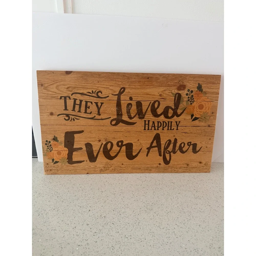 Rustic Wood Wall Sign They Lived Happily Ever After Wedding Farmhouse Sign